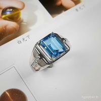 ราคา แหวนสีฟ้าทรงสี่เหลี่ยมสำหรับผู้ชาย ดีไซน์ใหม่พร้อมคริสตัลจำลองบุษราคัม RDEV (50251001146)