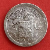 ราคา เหรียญเนื้อเงิน Netherlands East Indies 1/4 gulden ปี 1914 เหรียญ​ต่างประเทศ (19858907239)