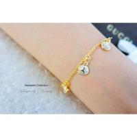 ราคา สร้อยข้อมือห้อยจี้ฝังเพชร CZ แท้หุ้มทองคำแท้ 5 ไมครอน (2382051363)