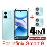 ราคา 4 in 1 ฟิล์มกระจกนิรภัยสําหรับ infinix Smart 9 Smart9 4G 2024 Gobal ป้องกันหน้าจอฟิล์มแก้วกลับเลนส์กล้อง 2 in 1 (26712501597)
