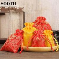 ราคา SOOTH 1/2PCS ถุงบรรจุเครื่องประดับ, กระเป๋าบรรจุของขวัญเชือกรูดลายมังกร, สไตล์จีนปรับต่างหูสร้อยข้อมือ Candy Pouches Storage (47801763173)