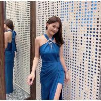 ราคา เดรสใส่ไปงานแต่ง เดรสหรูออกงาน ชุดดินเนอร์ เดรสสีน้ำเงิน ชุดออกงานสีกรม ชุดราตรี มือสอง งานป้าย Phoebe Maxi dress (23672056004)