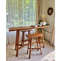 ราคา ชุดโต๊ะบาร์ไม้สัก เก้าอี้ไม้สัก ทรงสูง 3 ชิ้น (41514299871)