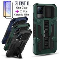 ราคา 2 IN 1 สําหรับ VIVO V21E 4G VIVO Y73 2021 กรณีเกราะสีทึบกันกระแทก Hard Case สองชิ้นเซรามิคหน้าจอป้องกัน (40116337132)