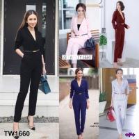 ราคา จั้มสูทขายาว คอปกเชิ้ต ดูลุคเรียบหรูTT1660 (19103722694)