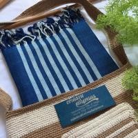 ราคา ส่งฟรีทั้งร้าน✨ ผ้าคลุมไหล่/พันคอ สีครามส่งตรงจากสกลนคร (23110513463)