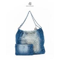 ราคา [ของแท้] CHANEL TOTE 22 SMALL BLUE DENIM GHW มีใบรับประกัน ตรวจสอบได้ทุกใบ ✅ (41909038149)