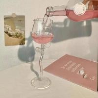 ราคา Rose-Shaped Red Wine Glasses Rose Shape Wine Glass With Colored Rose Leaves 150/400ml Rose Shaped Red Wine Goblet Cockta (26561654129)