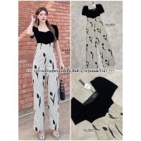 ราคา จั้มสูทกางเกงขายาวคอเหลี่ยมอกหัวใจเสริมฟองน้ำแขนสั้นไหล่เย็บจับตัดเย็บด้วยผ้ากำมะหยี่เอวโค้งช่วงกางเกง (25304079959)