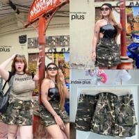 ราคา LD กางเกงกระโปรงรอบ มาพร้อมกระเป๋าแต่งทรงเท่ห์ ลายทหารผ้ายีนส์ ไซส์ใหญ่ สาวอวบ (25833468511)