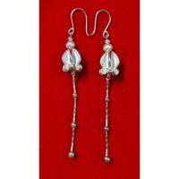 ราคา #ต่างหูเงินแท้รูปทรงดอกรักแบบยาว (27565083896)