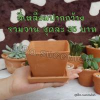 ราคา กระถางดินเผา 3นิ้ว สี่เหลี่ยม รวมจานรอง ไม้อวบน้ำแคคตัส ปลูกฮาโวเทีย ใส่ต้นไม้จิ๋วเล็ก เครื่องปั้นดินเผา ของแต่งบ้าน (14757542534)