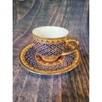 ราคา แก้วมัค ถ้วยกาแฟ เบญจรงค์ถมทอง ลายดอกมะลิสีนูนเคลือบแม้กซ์อบ3รอบงานปราณีต (22850306896)