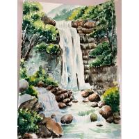 ราคา ภาพวาดวิวทะเล ภาพน้ำตก ภาพวิวธรรมชาติ ภาพวาดสีน้ำ ขนาดA3/29.7x42cm กระดาษร้อนปอนด์ นำไปใส่กรอบให้สวยงามสวยงาม (44751117770)