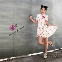 ราคา ชุดเดรสสั้นกี่เพ้าลายเชอรี่งานป้ายmuse (3682486215)