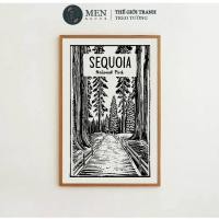 ราคา ภาพวาดติดผนัง Woodcut Sequoia Travel Print Retro Sequoia Art Wall พิมพ์ขออัพ มาพร้อมเล็บแขวนรูปภาพ (24491980130)