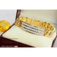ราคา เลสข้อมือฝังเพชร งานหุ้มทอง 5 ไมครอน ฝังเพชรอย่างดี สวยหรูดูแพง (9816700245)