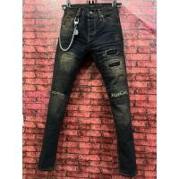 ราคา กางเกงยีนส์ขาเดฟแฟชั่นชายรุ่นใหม่ล่าสุดสียีนส์เข้มฟอกขาดปะผ้ายืด (16375208565)