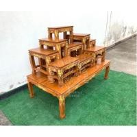 ราคา หมู่บูชาพระ ไม้สักทอง โต๊ะหมู่บูชา หมู่9 หน้า7 แกะลาย ไม้สัก ลงทองล้วน ขนาด กว้าง 62 ยาว 120 สูง 37 ซม ฐานสูง 90ซม (23433054595)