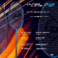 ราคา DUNLOP ไม้แบดมินตัน รุ่น ULTRA LITE 72 (SuperLight-Power) 72g/6U/Medium/Head Heavy/28lbs สินค้าแท้ Dunlop Thailand (18201974751)