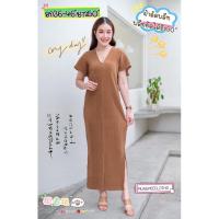 ราคา SUG เดรสคอวี ผ้า:อัดพลีทลาย อก เอว สะโพก:34-46” ยาว:50” งานฟรีไซส์พลีทยืดได้สูงสุด50”ก่อนยืด34-36" (25358486006)