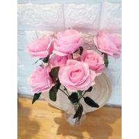 ราคา ดอกกุหลาบ สีชมพูอ่อน ช่อละ 7 ดอก กุหลาบปลอม ดอกไม้ประดิษฐ์ ทำจากผ้า สีสันสดใส สวยงาม (11502192239)