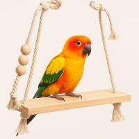 ราคา ชิงช้าไม้สำหรับนกแก้ว งานไม้แท้ มาพร้อมเชือกถักอย่างดี 39.5*7*110cm (48552364267)