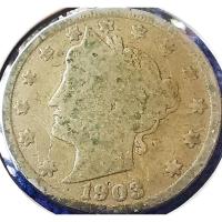 ราคา ​​เหรียญ​สหรัฐอเมริกา​ USA, 5 Cent​s, (Liberty​อายุ​100​กว่า​ปี), ใช้แล้ว, #​0271 (29982084446)