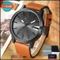 ราคา Curren นาฬิกาข้อมือผู้ชาย สายหนังสีน้ำตาล หน้าปัดสีดำ รุ่น C8208 (2064212930)