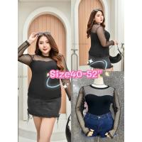ราคา เสื้อเรย่อน แต่งตาข่ายซีทรูเซ็กซี่เบา ๆ สำหรับสาวอวบอ้วนสาวพลัสไซส์ (27028861133)