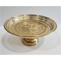 ราคา โตกโปร่ง 10 นิ้ว ขอบม้วน กลางกุหลาบ พานทองเหลืองแบบแผ่นปั๊มลาย (12852498849)