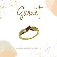 ราคา แหวนเงินแท้ 92.5% แหวนฝังพลอยโกเมนสีแดงกร่ำ ชุบทอง (44201097213)