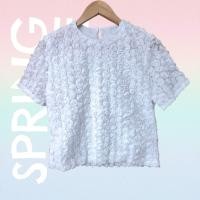 ราคา R089เสื้อครอปฟูฟ่องด้วยดอกกุหลาบเสื้อออกงาน (42364921524)