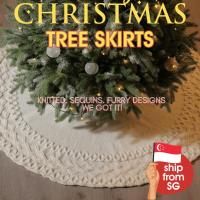 ราคา ถักโครเชต์ขน มารยาท ต้นคริสต์มาสฐานกระโปรงชั้นพรมเสื่อเทศกาลแสดงเท้าปก คุณ4x (56201231894)