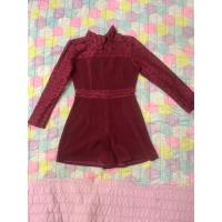 ราคา ชุดจั๊มสั้น แขนยาว สีแดงแขนลายลูกไม้ (20060469976)