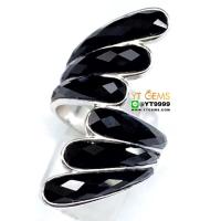 ราคา แหวนนิล แหวนทรงไขว้ แหวนเงินแท้ 92.5% ชุบทองคำขาว ประดับ พลอยนิลแท้ YTG-10057 (29722439351)