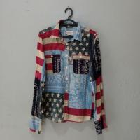 ราคา Ralph Lauren Denim Supply Military American Flag Distressed Shirt (28623043939)