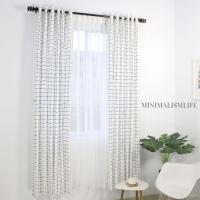 ราคา ราคาย่อ!!! ผ้าม่านโมเดิร์นมินิมอล กล่องสีขาว เงินสโมคริ้ง 10 ห่วง 5 ลอน (53501649040)