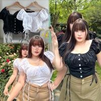 ราคา ✅เข้าเพิ่ม พร้อมส่งค่า/WP/ เสื้อสาวอวบ เสื้อแขนตุ๊กตา แต่งเชือกรูดด้านหน้า ใส่แล้วเอวสับมาก #เสื้อผ้าไซส์ใหญ่ พลัสไซส์ (25931722646)