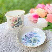ราคา *มีตำหนิจี๊ดเดียว* ชุดคู่ Royal Worcester Pin Dish and Spill Vase Fine Bone China England (C.51) จานพร้อมถ้วยเล็กน่ารัก (9090634176)