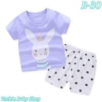 ราคา ชุดเด็กแขนสั้นสีฟ้าม่วงกระต่าย ขาสั้น Size อายุ 1-3 ขวบ (2341110393)