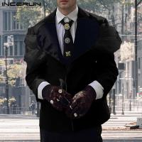 ราคา Incerun Men Vintage Casual Contrast Color Love Splicing Long Sleeve Blazer (26566007656)