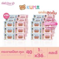 ราคา [ยกลัง] KUMA ทิชชู่เปียก คุมะ รุ่นฝาปิด40แผ่น​ : /ห่อ x 36ห่อ (คละสี) (29507800740)