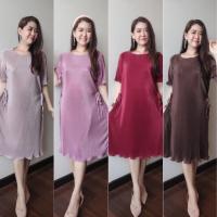 ราคา ชุดพลีส ชุดพลีทสีพื้น ชุดเดรสใส่ทำงาน ชุดเดรสสีสุภาพ ชุดออกงาน แฟชั่นสาวอวบ ชุดคลุมท้อง แฟชั่นชุดพลีด คุณแม่ท้องใส่ได้ (21739415964)