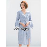 ราคา ฟรี EMS ชุดเดรสยาว งานป้าย Lady Ribbon Thailand เสื้อผ้าแฟชั่นผู้หญิง Dress Size M สีฟ้า พร้อมส่งสวยเหมือนแบบ (1055582057)