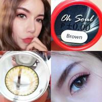 ราคา คอนแทคเลนส์ลายฮิต ตาโต Pitchy lens รุ่น Oh soul Gray-Brown ปังสุดพร้อมส่ง แถมตลับ (24116495229)