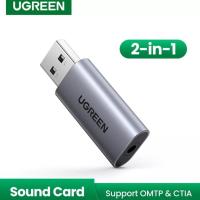 ราคา UGREEN-80864 Sound Card USB to Aux 3.5mm TRRS การ์ดเสียงสำหรับ PC notebook External USB Sound Card, Earphone (25301342630)