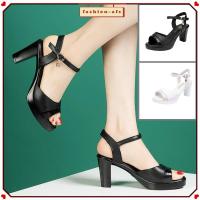 ราคา รองเท้าส้นสูงบล็อกสำหรับผู้หญิง - สายรัดข้อเท้าเปิดนิ้วเท้า - รองเท้าสีเรียบหรูสำหรับทุกฤดูกาลที่ทำจากวัสดุสังเคราะห์และ (28074934721)