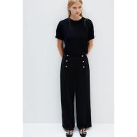 ราคา H&M(เอชแอนด์เอ็ม) กางเกงขายาวผ้าทวิลล์ติดกระดุมด้านหน้า ผู้หญิง 1244217_2 (24885171880)