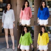 ราคา เสื้อผ้าฝ้ายญี่ปุ่นเกรดพรีเมี่ยม เนื้อผ้านิ่ม มีความนุ่ม ดีเทลปักเจาะฉลุทั้งตัว งานผ้าฉลุสวยๆ แต่งระบายลูกไม้ (21491168115)